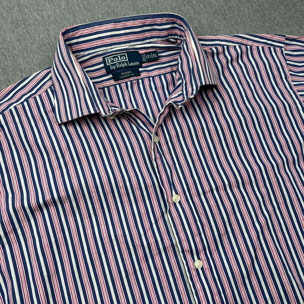 Polo Ralph Lauren Regent Classic Fit Button Up Shirt Mens 17.5‎ XL Pink Blue